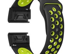 Curea ceas Smartwatch Garmin Fenix 7 / 6 / 5 Plus / 5, 22 mm iUni Silicon Sport Negru-Galben
